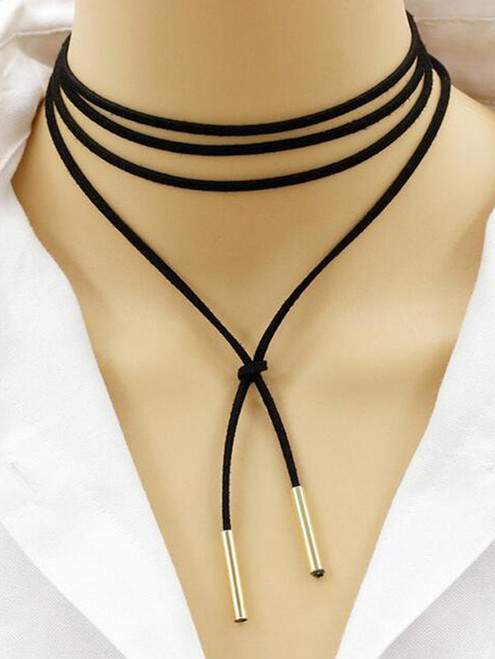 Cheap Adjustable Bar Layered Wrap Necklace