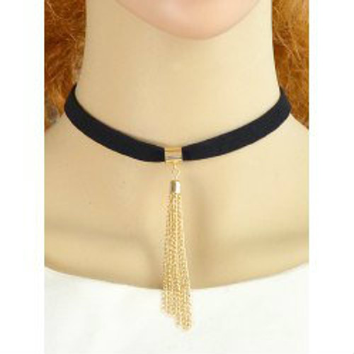 Simple ALloy Tassel Choker Necklace