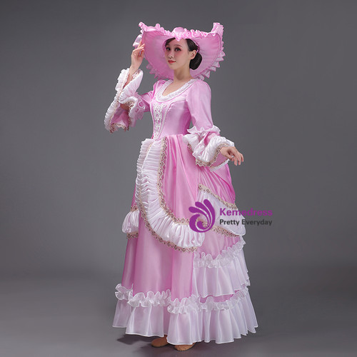 Pink Long Sleeve Lace Rococo Baroque Vintage Dress