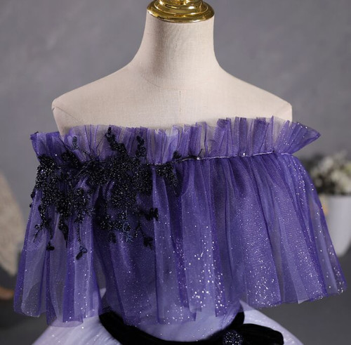 Black Tulle Sequins Beading Quinceanera Dress
