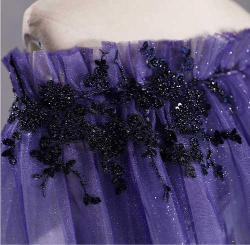 Off Shoulder Sleeveless Sequins Appliques Purple Quinceanera Dress for Sweet 16 WQ1303