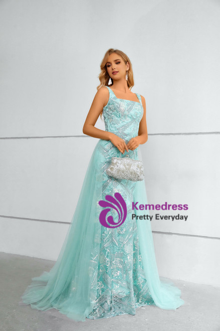 Strapless Sequins Light Green Mermaid Prom Dress main image 1