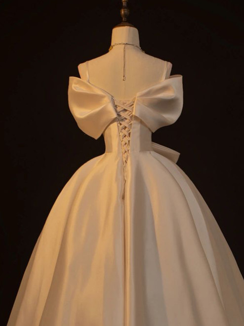 Off-The-Shoulder Sleeveless Satin Wedding Dresses Bows main image 1