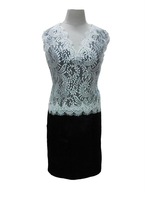Glamorous White Lace and Black Knee Length Mother of the Bride Dresses