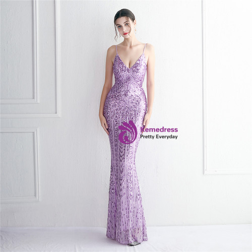 Purple Party Sequins Dress