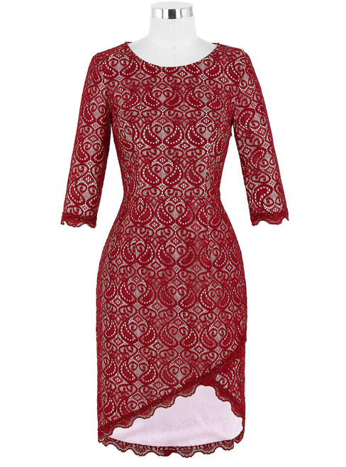 Stylish Red Lace Long Sleeve Mother of the Bride Dresses
