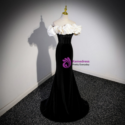 Mermaid Off the Shoulder Pleats Satin Prom Dress LBQ3980 main image 1