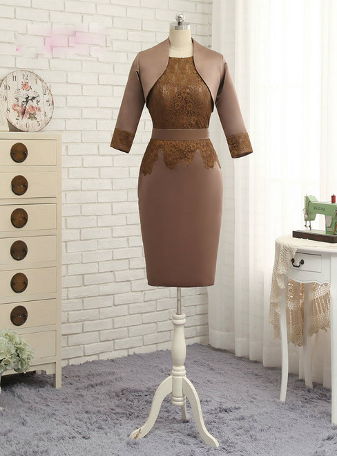 Amazing Brown 2017 Mother Of The Bride Dresses Sheath With Jacket