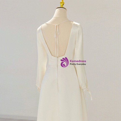 White Satin V Neck Sleeveless Dress_E912W main image 0