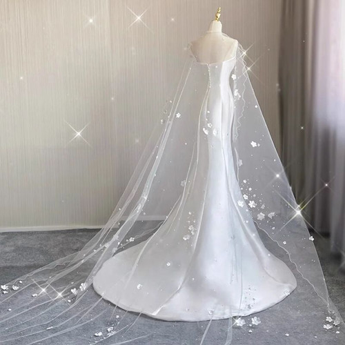 Classy White Strapless Satin Mermaid Long Wedding Guest Dress Evening Dress SP1011 main image 0