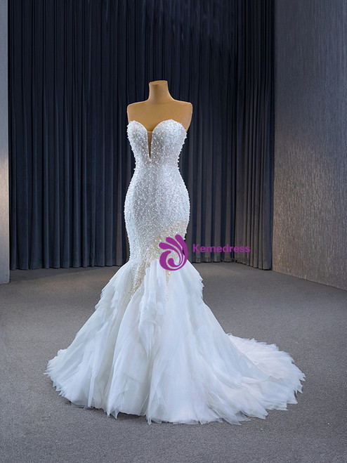 Mermaid Evening Dress With Appliques - White Sweetheart main image 0
