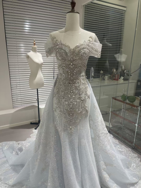 Mermaid Sequins Beading Crystal Wedding Dress