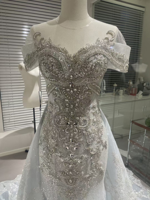 Mermaid Sequins Beading Crystal Wedding Dress