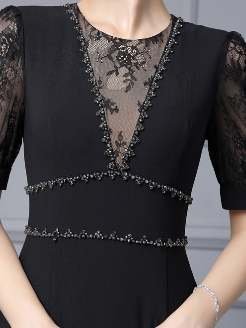 Lace A Line Purple Mother of the Bride Dress with Short Sleeves