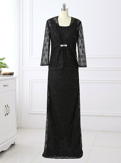 Fashion  2 Piece Vintage Black Lace Mother of the Bride Dresses with Jacket