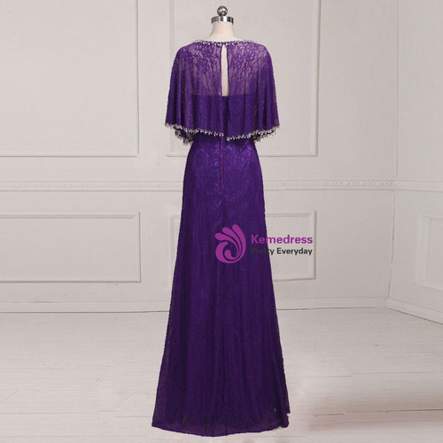 Princess Long Lace Mother of the Bride Dresses Purple Evening Dresses