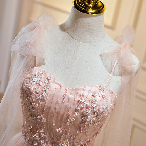Pink Organza Appliques Homecoming Dress main image 0