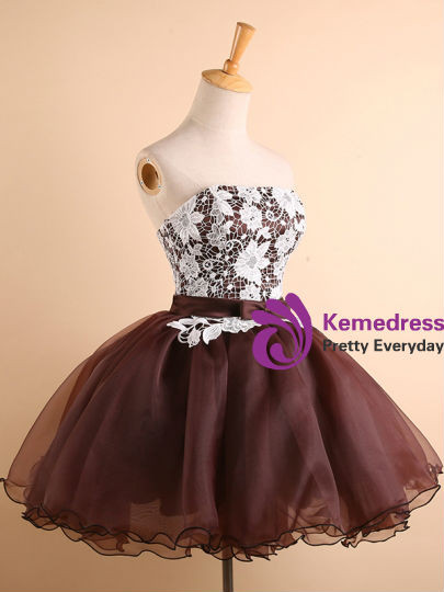 A Line Brown Short Evening Dress Homecoming Dress Short Party Dress main image 1
