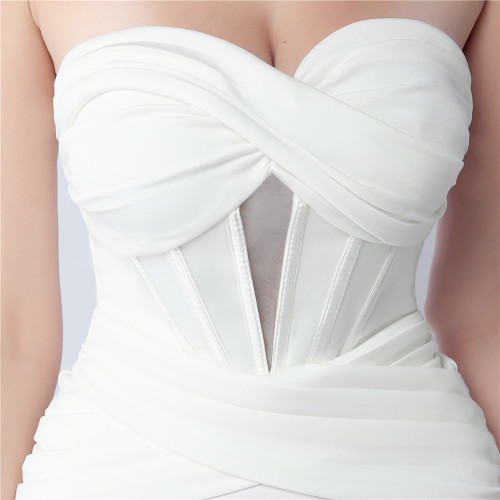 Sexy Sweetheart Neck White Mermaid Long Party Dress Prom Gown SP828