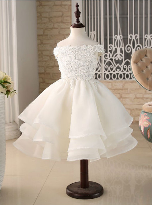 Popular Ball Gown Lace Applique Beading Cap Sleeves Flower Girl Dresses For Wedding Party