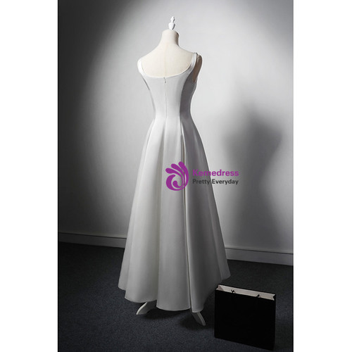 Simple Wedding Dress Sheath Straps Satin White Long Wedding Dresses Bridal Gowns DP1959 main image 0