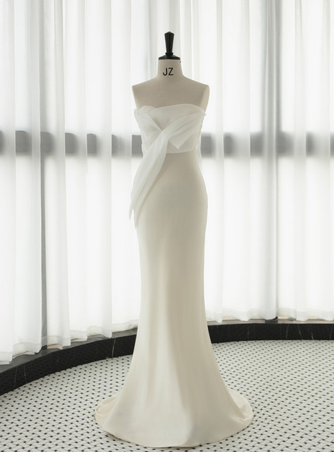 White Satin Mermaid Wedding Dress