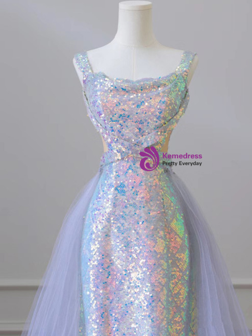 Karter Purple Mermaid Sequins Slip Dress