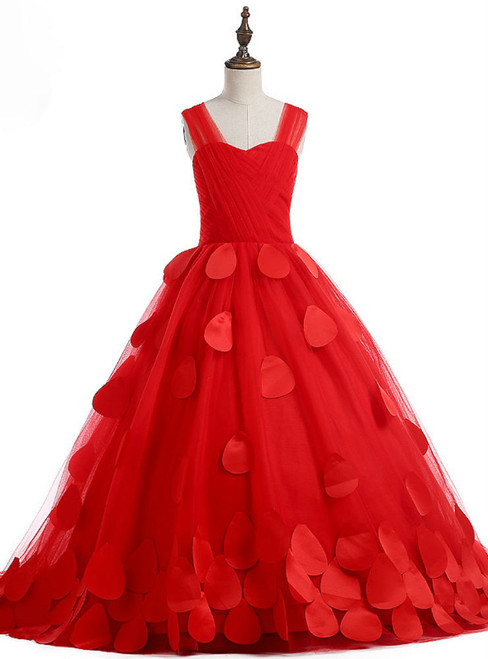 Modern Red Rose  Flower Girl Dresses first Communion Dresses For Girls