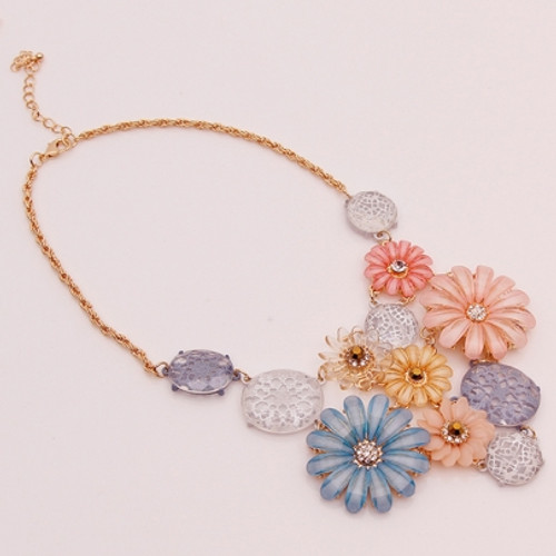 Marvelous  Pink Flowers Pendant Necklace