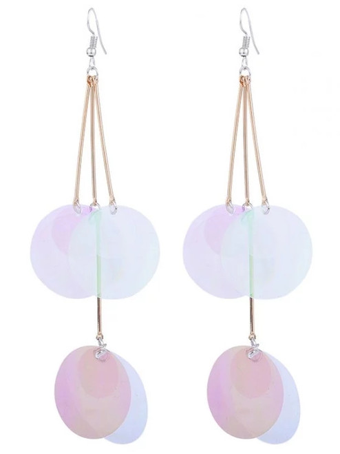 Wonderful Gradient Color Round Piece Drop Earrings