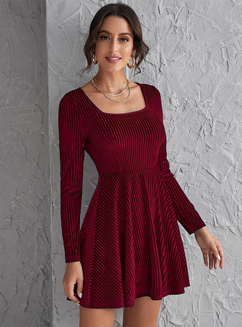 Long Sleeve Party Velvet Dress