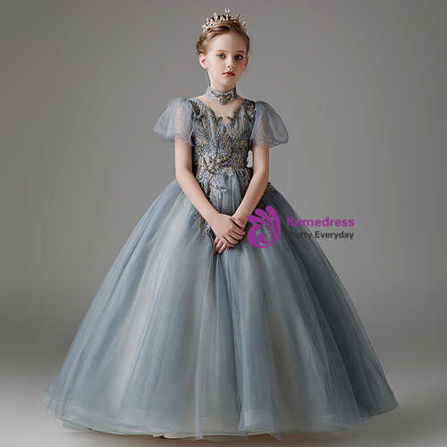 Sleeveless Sheer Neck Ruffled Tulle Flower Girl Dress Cute Puffy Tiered Dress with Bow Detail main image 0
