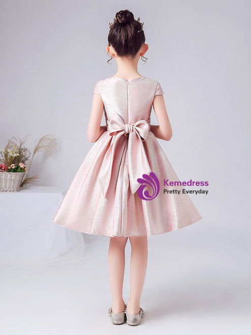 Cap Sleeves Acetate Satin Flower Girl Dresses Rust