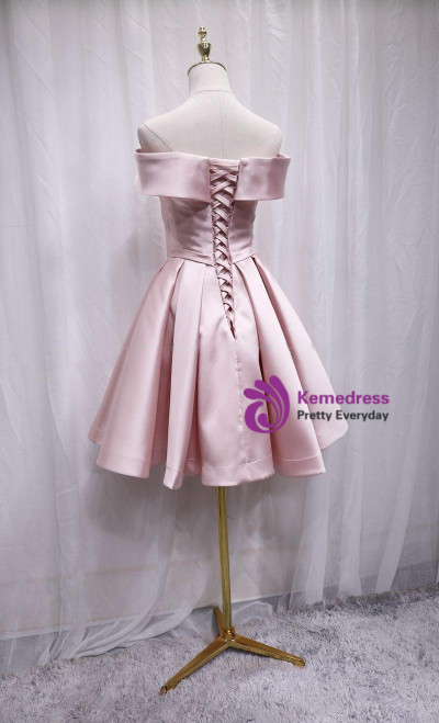 Pink - One Shoulder Spandex Pleated Homecoming Dresses With Slit