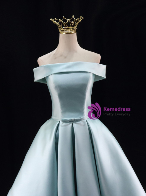 Blue Satin Short Homecoming Dress Retract Your Waist Cocktail Dress main image 1