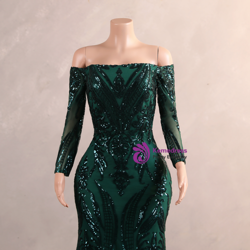 Green Off the Shoulder Mermaid Long Prom Dress, Gorgeous Long Evening Gown UQP0246 main image 1