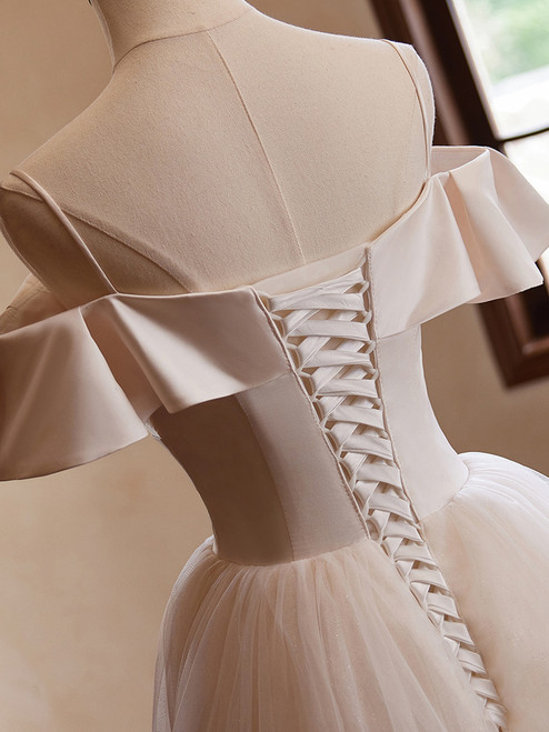 Tulle Pleated Bodice Spaghetti Straps Dresses Plum