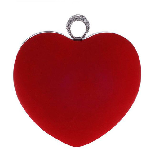 Fashion Red Heart Chain Evening Clutch Bag