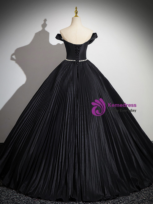 Ball Gown Black Quinceanera Dress Off the Shoulder Wedding Dress Gothic,Y2414