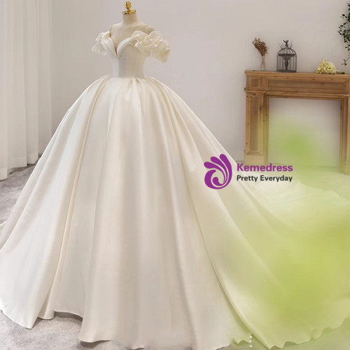 Off Shoulder Satin Cocktail Dress Ivory
