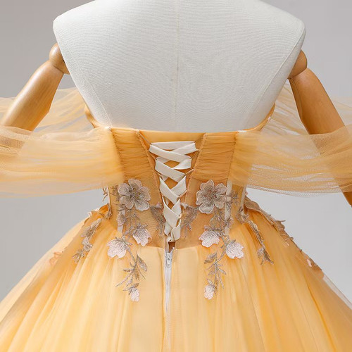Glitter Orange Tulle Evening Dress One Shoulder Prom Dress Y7602 main image 0
