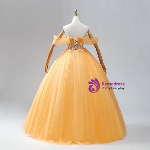 Glitter Orange Tulle Evening Dress One Shoulder Prom Dress Y7602 main image 0