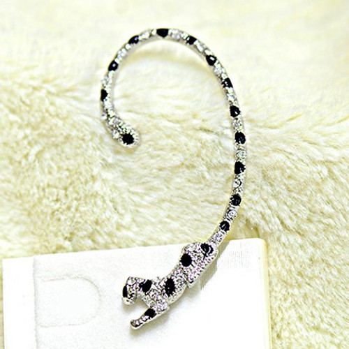 Rhinestone Decorated Ear Cuff ONE PIECE Leopard