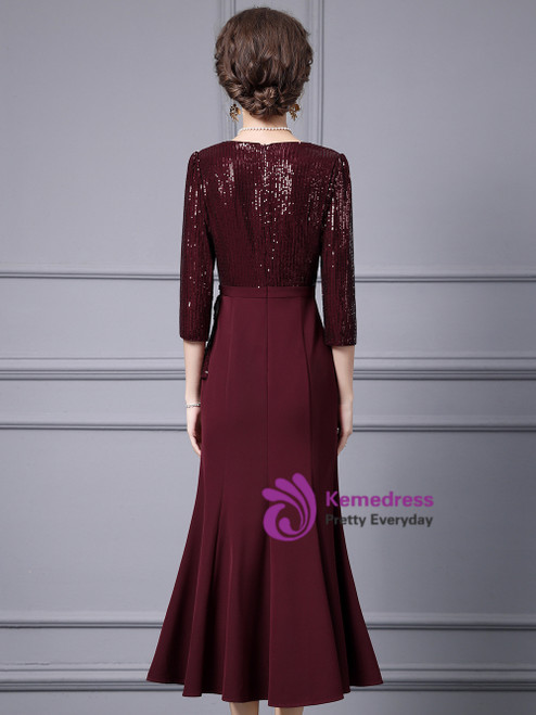 Vintage Sheath Sequin Burgundy Short Graduation Homecoming Dress Cocktail Dress main image 0