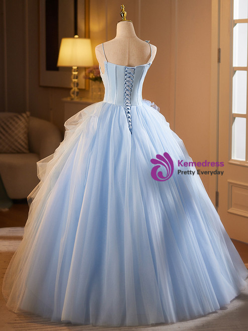 Charming Spaghetti Straps Green Tulle Appliques Birthday Quinceanera Dress Sweet 16 Dress SP2177