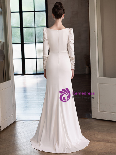 Elegant White Chiffon Mermaid Evening Dress Long Layered Prom Dress Y7716 main image 1