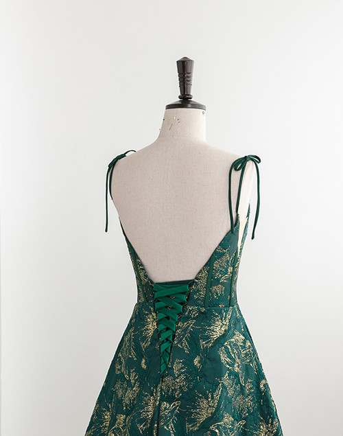 Dark Green Velvet Spaghetti Straps Evening Prom Dress main image 0