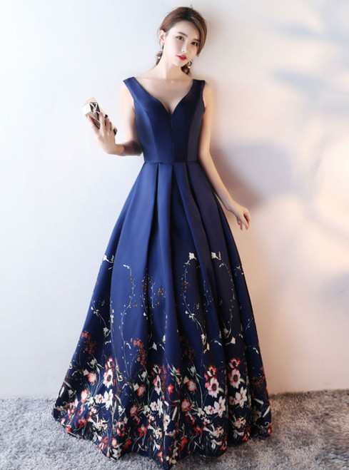 Mother Of The Bride Dresses Plus Size V-neck 2017 Floral Satin Floor-Length