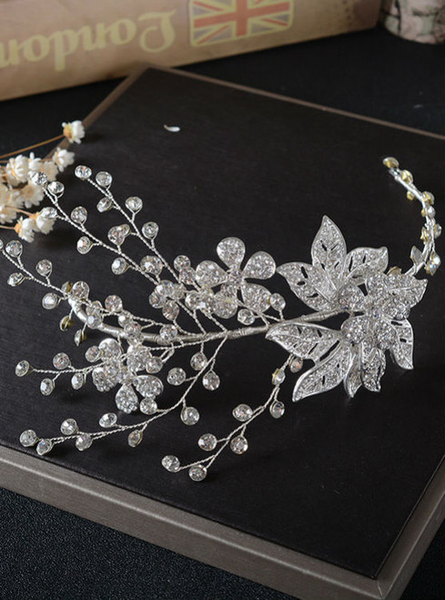 hair jewelry and crystal tiara bride crystal leaf delicate women