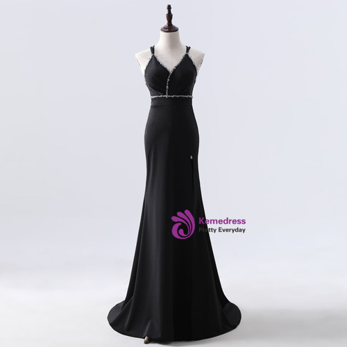 Mermaid Burgundy V-Neck Prom Dress Split with Lace Appliques